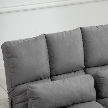 Floor Chair 2-in-1 Floor Seat Bed with Backrest 3 Positions Adjustable Seat Cushion Gray Velvet Metal 102 x 73 x 60 cm