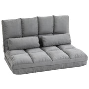 Floor Chair 2-in-1 Floor Seat Bed with Backrest 3 Positions Adjustable Seat Cushion Gray Velvet Metal 102 x 73 x 60 cm