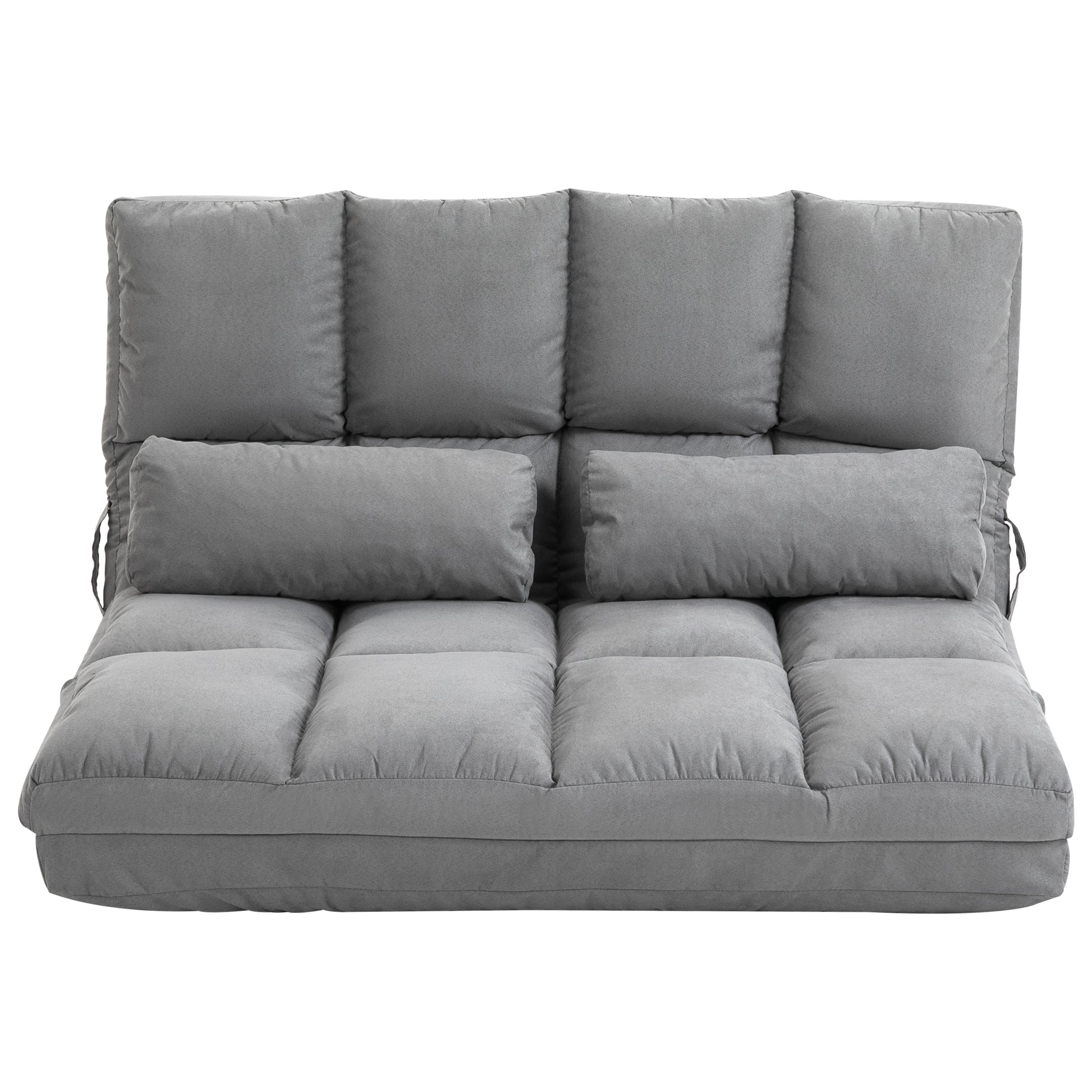 Floor Chair 2-in-1 Floor Seat Bed with Backrest 3 Positions Adjustable Seat Cushion Gray Velvet Metal 102 x 73 x 60 cm