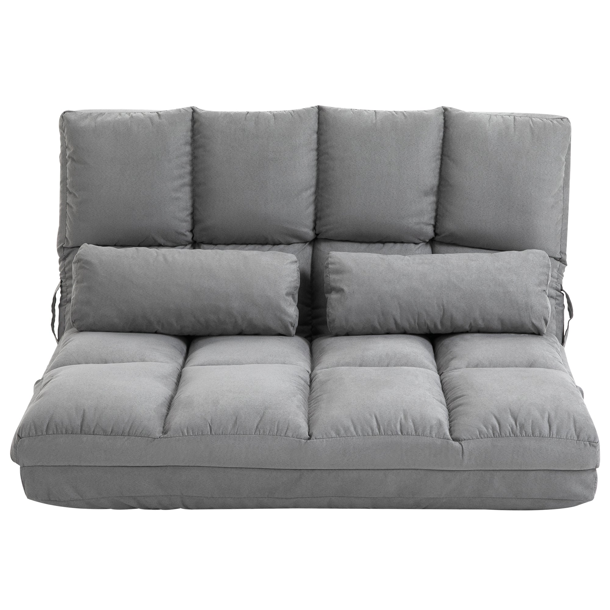 Floor Chair 2-in-1 Floor Seat Bed with Backrest 3 Positions Adjustable Seat Cushion Gray Velvet Metal 102 x 73 x 60 cm
