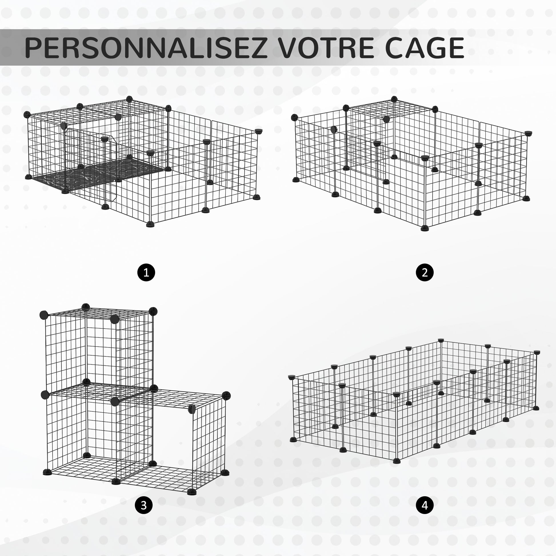Enclosure for Small Animals, Rabbit, Guinea Pig and Rodent Playpen Pet Fence Modular, Black