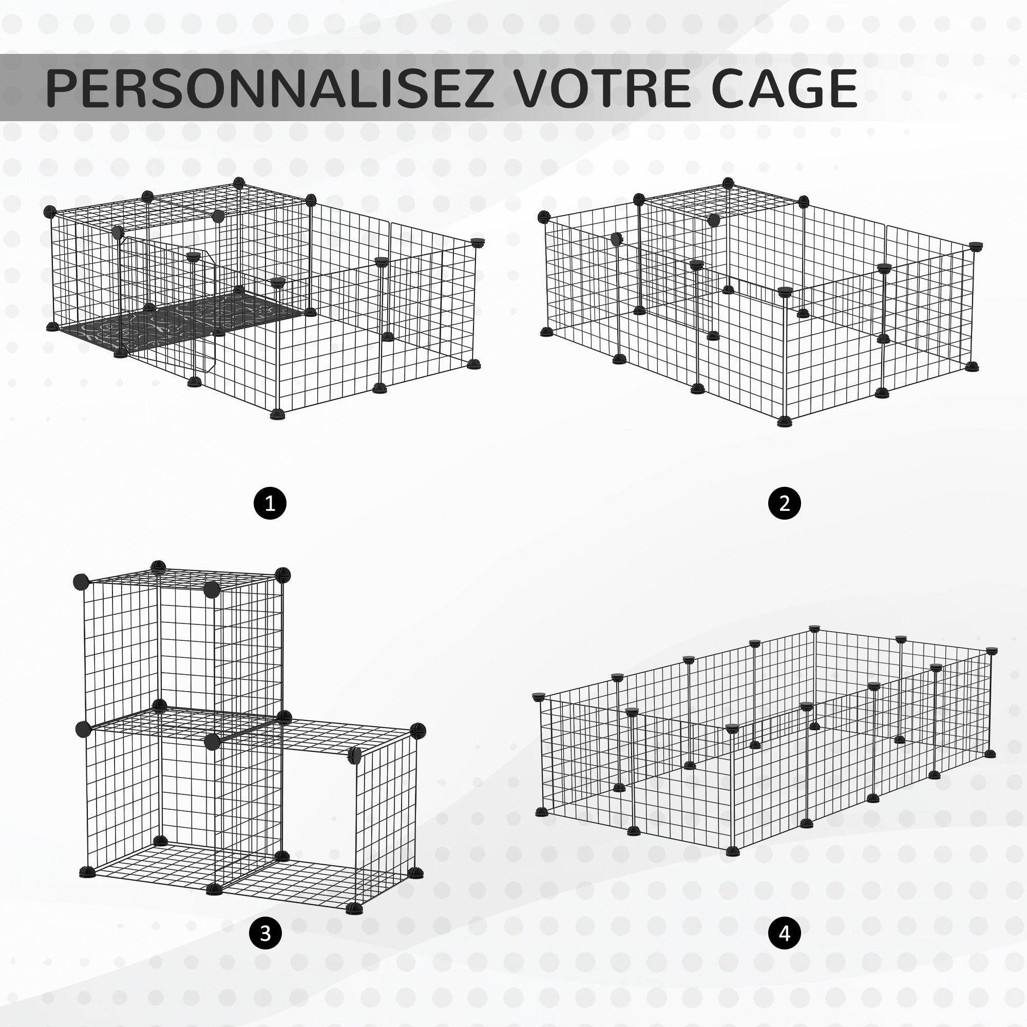Enclosure for Small Animals, Rabbit, Guinea Pig and Rodent Playpen Pet Fence Modular, Black