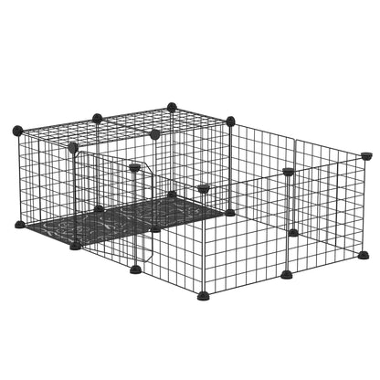 Enclosure for Small Animals, Rabbit, Guinea Pig and Rodent Playpen Pet Fence Modular, Black