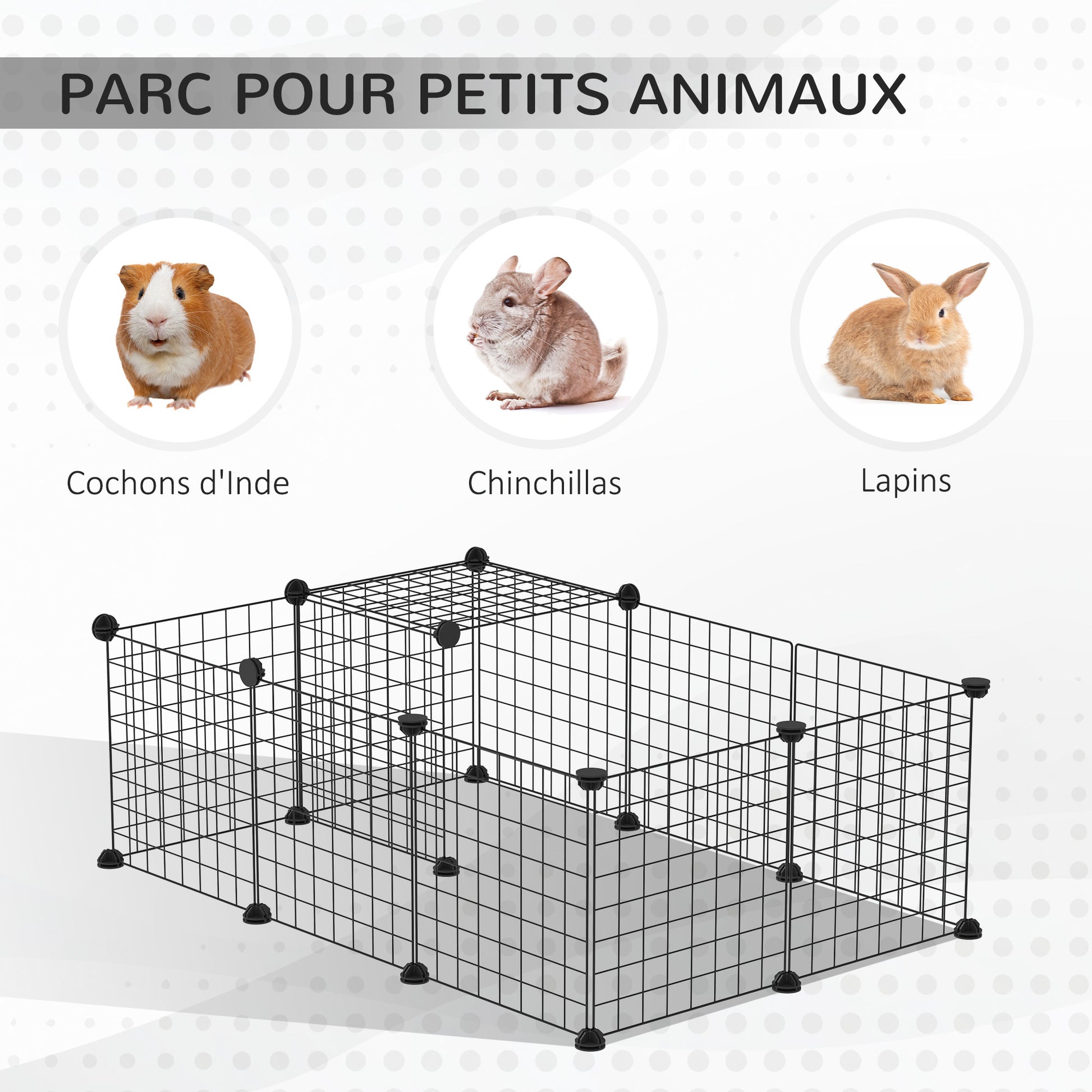 Enclosure for Small Animals, Rabbit, Guinea Pig and Rodent Playpen Pet Fence Modular, Black