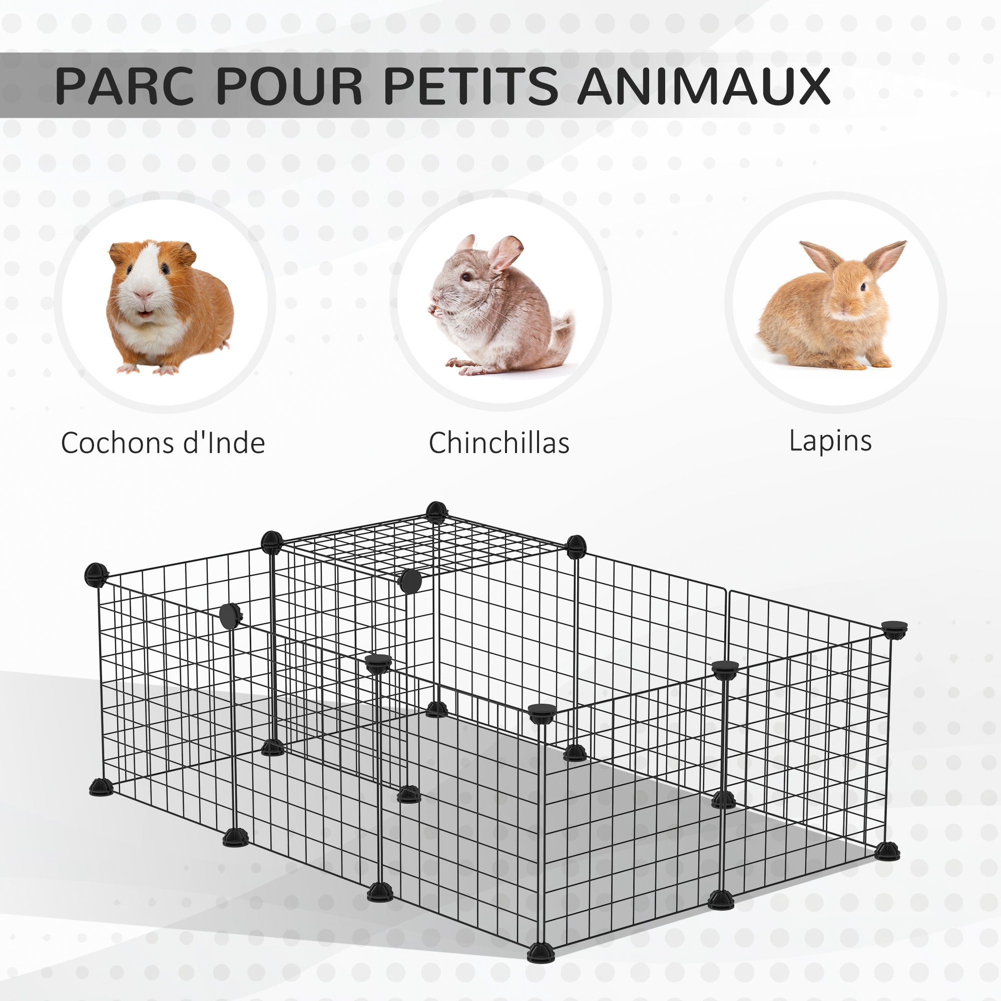 Enclosure for Small Animals, Rabbit, Guinea Pig and Rodent Playpen Pet Fence Modular, Black