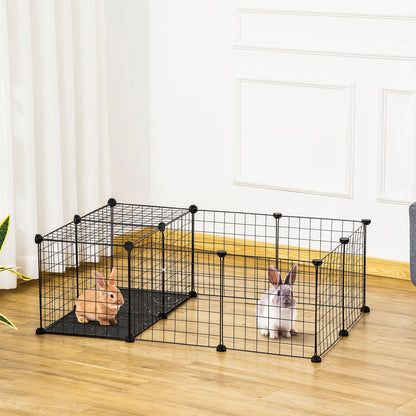 Enclosure for Small Animals, Rabbit, Guinea Pig and Rodent Playpen Pet Fence Modular, Black