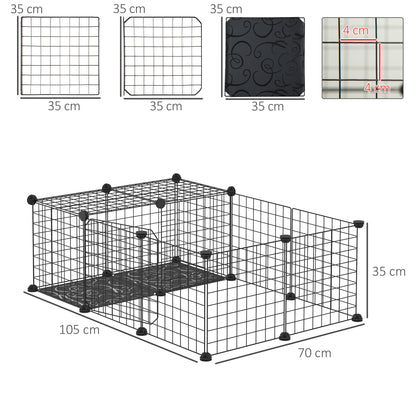 Enclosure for Small Animals, Rabbit, Guinea Pig and Rodent Playpen Pet Fence Modular, Black