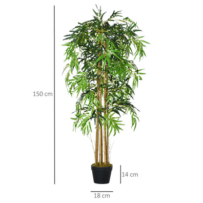 Artificial Bamboo 150cm with Pot Tree Realistic Decorative Synthetic Plant for Home Garden Office Ø18x150 cm Green