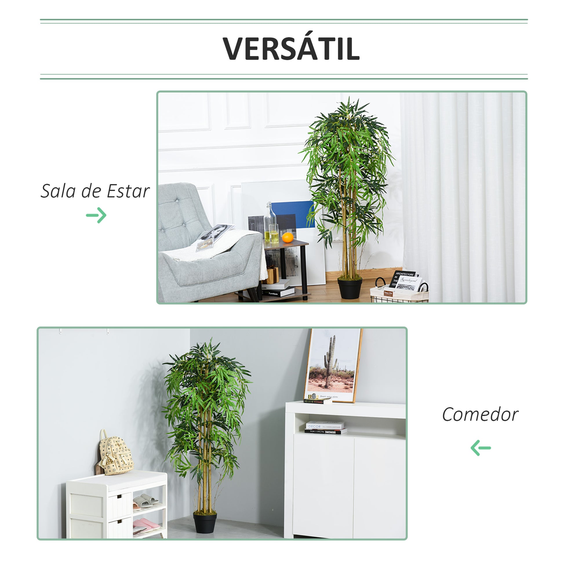 Artificial Bamboo 150cm with Pot Tree Realistic Decorative Synthetic Plant for Home Garden Office Ø18x150 cm Green