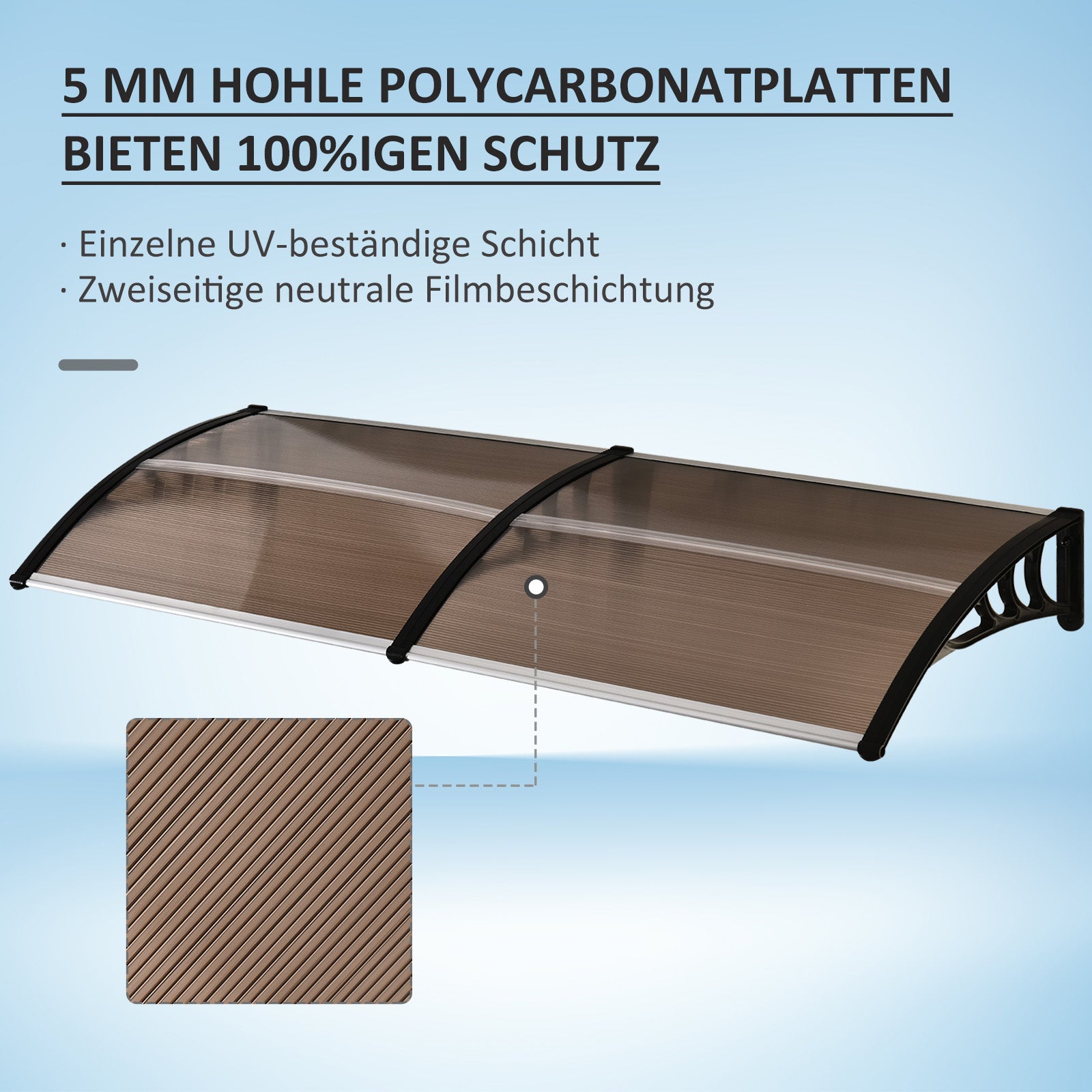 Canopy Awning for Front Door 75x195x23 cm Outdoor Sun Rain Protection Alu Brown