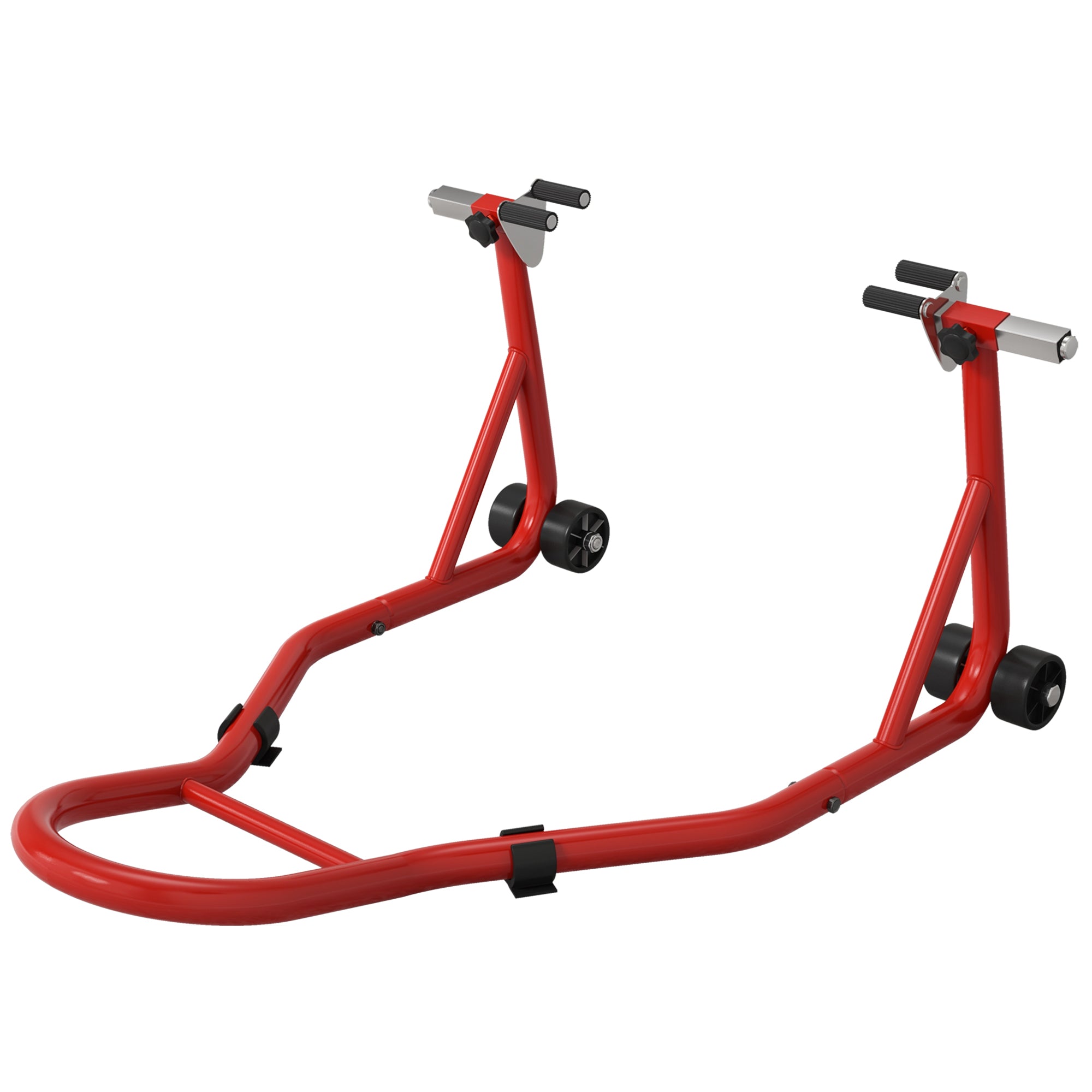 Front Wheel Motorbike Stand Motorcycle Lift Stand with U and L-shaped Swing Arm, Universal Steel Workshop Lifting Stand in Red