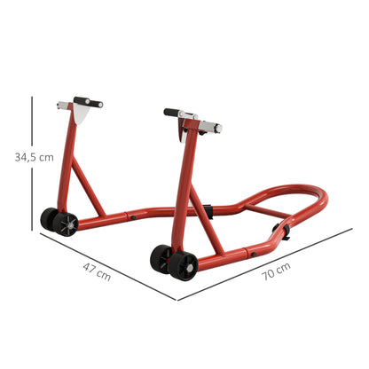 Front Wheel Motorbike Stand Motorcycle Lift Stand with U and L-shaped Swing Arm, Universal Steel Workshop Lifting Stand in Red