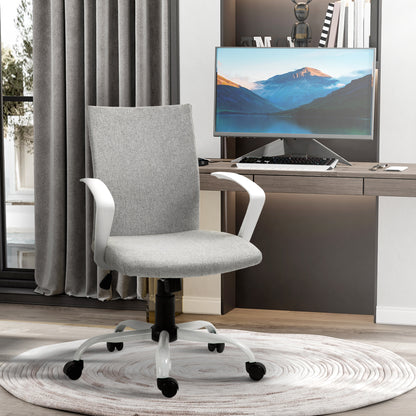 Office Chair with Adjustable Height, Rocking Function, Swivel Office Chair with 120 Kg Weight Capacity, 61 x 61 x 99 cm Light Gray and White