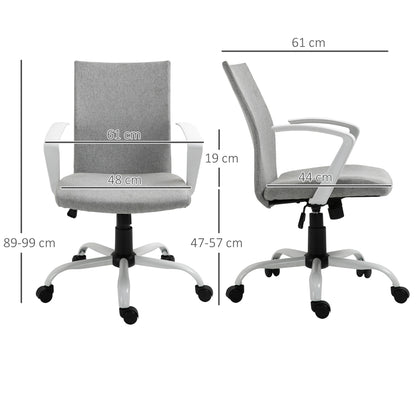 Office Chair with Adjustable Height, Rocking Function, Swivel Office Chair with 120 Kg Weight Capacity, 61 x 61 x 99 cm Light Gray and White