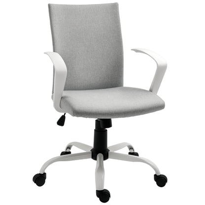 Office Chair with Adjustable Height, Rocking Function, Swivel Office Chair with 120 Kg Weight Capacity, 61 x 61 x 99 cm Light Gray and White