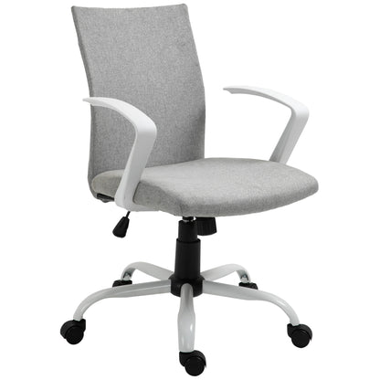 Office Chair with Adjustable Height, Rocking Function, Swivel Office Chair with 120 Kg Weight Capacity, 61 x 61 x 99 cm Light Gray and White
