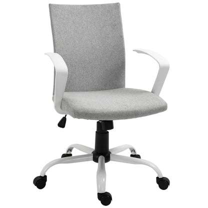 Office Chair with Adjustable Height, Rocking Function, Swivel Office Chair with 120 Kg Weight Capacity, 61 x 61 x 99 cm Light Gray and White