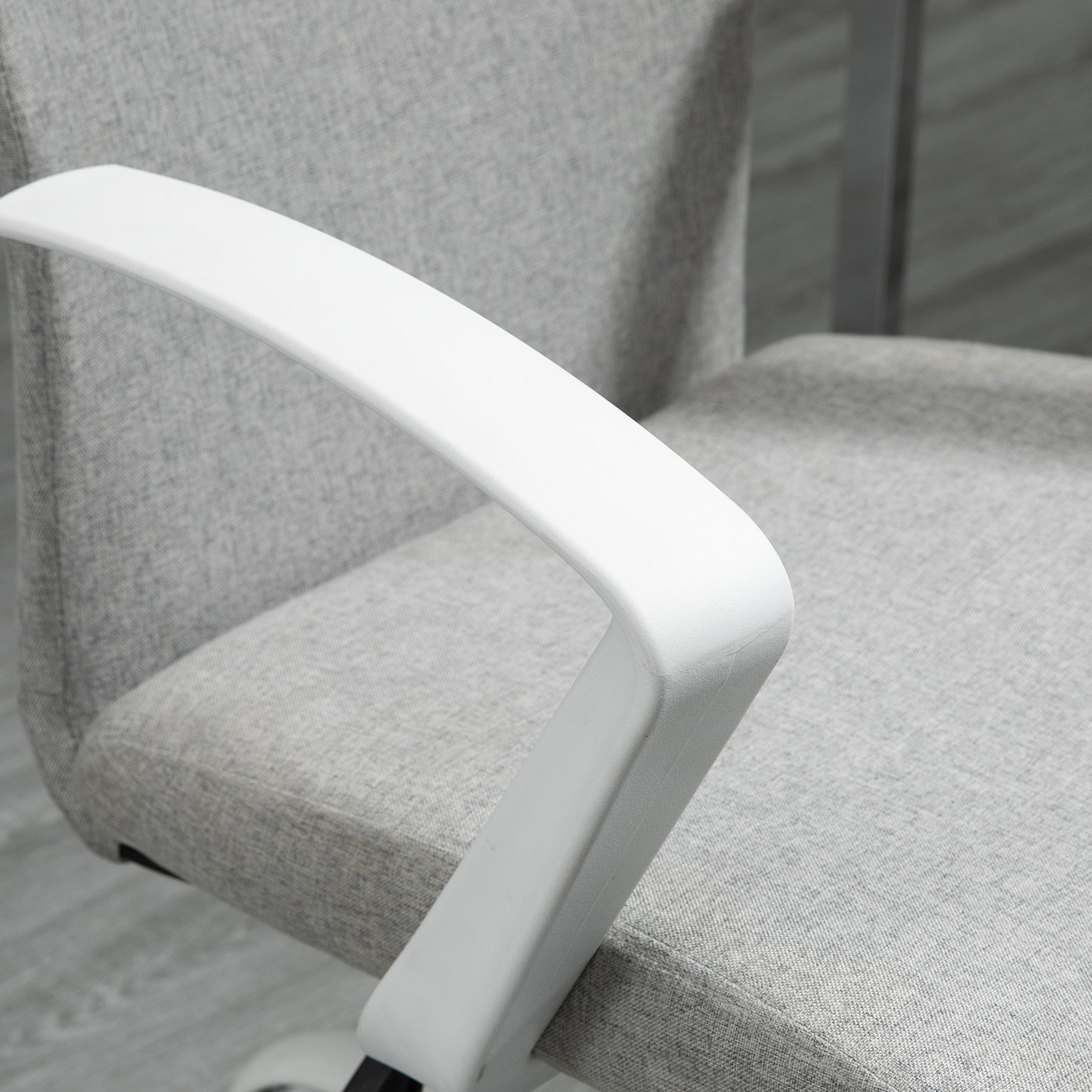 Office Chair with Adjustable Height, Rocking Function, Swivel Office Chair with 120 Kg Weight Capacity, 61 x 61 x 99 cm Light Gray and White