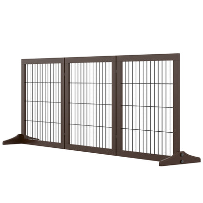 Pet Barrier for Dogs Safety Gate Dog Gate with Support Feet Stair Gate Pet Barrier Gate for Fireplace & Stove, Pine Wood Brown 185 x 36 x 71 cm