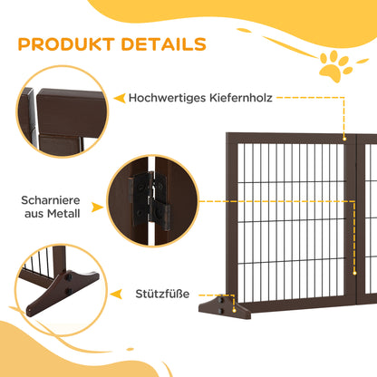 Pet Barrier for Dogs Safety Gate Dog Gate with Support Feet Stair Gate Pet Barrier Gate for Fireplace & Stove, Pine Wood Brown 185 x 36 x 71 cm