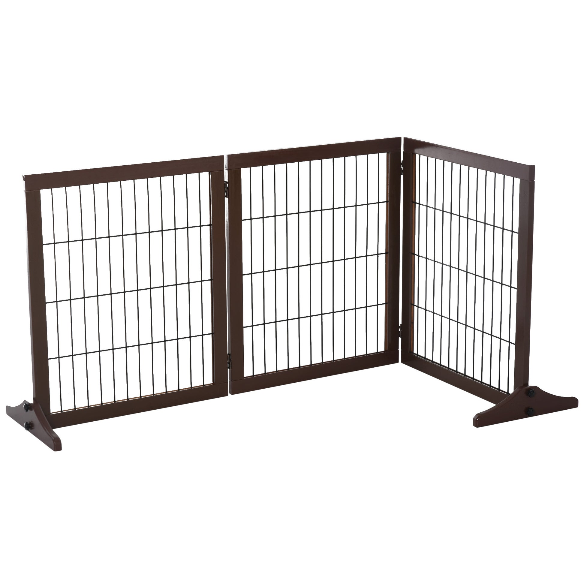 Pet Barrier for Dogs Safety Gate Dog Gate with Support Feet Stair Gate Pet Barrier Gate for Fireplace & Stove, Pine Wood Brown 185 x 36 x 71 cm