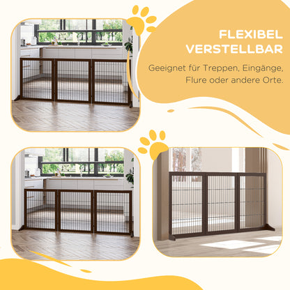 Pet Barrier for Dogs Safety Gate Dog Gate with Support Feet Stair Gate Pet Barrier Gate for Fireplace & Stove, Pine Wood Brown 185 x 36 x 71 cm