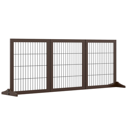 Pet Barrier for Dogs Safety Gate Dog Gate with Support Feet Stair Gate Pet Barrier Gate for Fireplace & Stove, Pine Wood Brown 185 x 36 x 71 cm