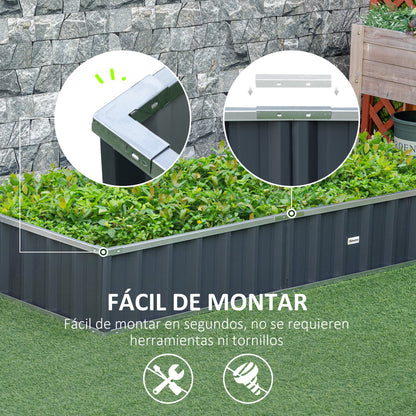 Urban Garden 174x90x30 cm Steel Garden Bed Includes Gloves Rectangular Planter for Crops Plants Flowers for Terrace Balcony Outdoor Gray