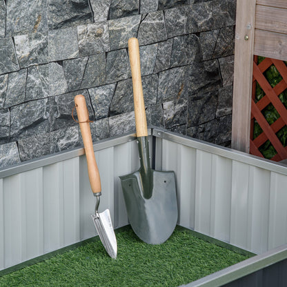 Urban Garden 174x90x30 cm Steel Garden Bed Includes Gloves Rectangular Planter for Crops Plants Flowers for Terrace Balcony Outdoor Gray