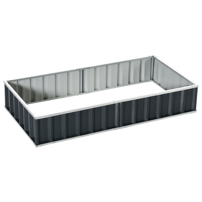 Urban Garden 174x90x30 cm Steel Garden Bed Includes Gloves Rectangular Planter for Crops Plants Flowers for Terrace Balcony Outdoor Gray