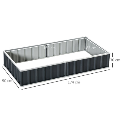 Urban Garden 174x90x30 cm Steel Garden Bed Includes Gloves Rectangular Planter for Crops Plants Flowers for Terrace Balcony Outdoor Gray