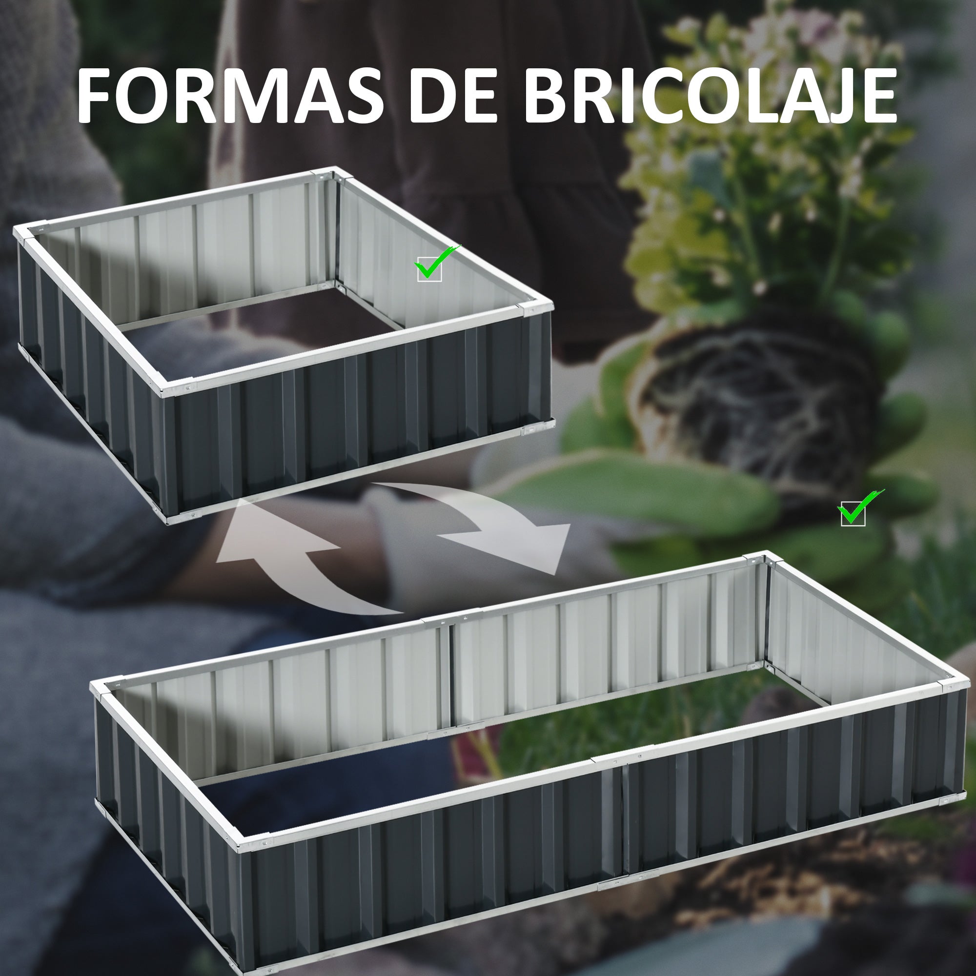 Urban Garden 174x90x30 cm Steel Garden Bed Includes Gloves Rectangular Planter for Crops Plants Flowers for Terrace Balcony Outdoor Gray
