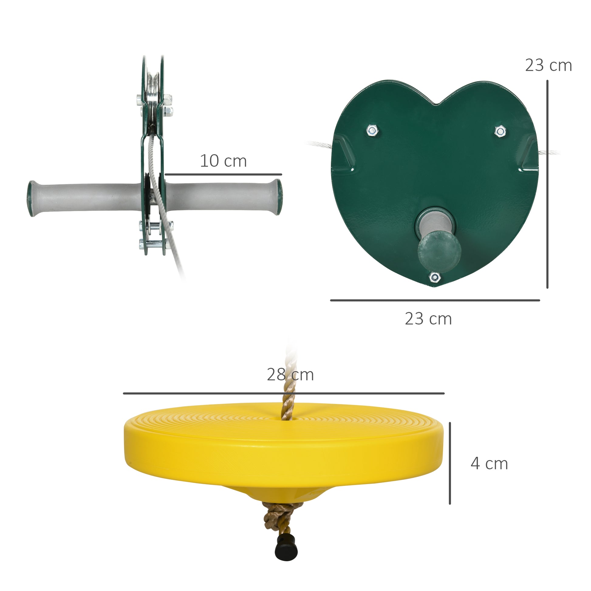 Children's Zipline Kits for 6-10 Year Olds Garden Zipline Non-slip Grip Adjustable Rope Tree Protection Device Maximum Capacity 80 kg Yellow Steel Cable