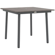 Garden Table, Dining Table for 4 People, with Umbrella Hole, Patio Table Slatted for Lawn, Balcony, HDPE, Dark Gray, 90 x 90 x 75 cm