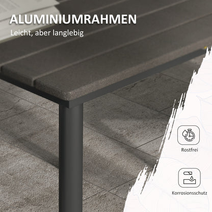 Garden Table, Dining Table for 4 People, with Umbrella Hole, Patio Table Slatted for Lawn, Balcony, HDPE, Dark Gray, 90 x 90 x 75 cm