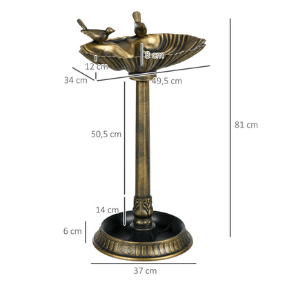 Standing Bird Bath, Plastic Bird Bath, Frost-Proof Bird Basin, Winter-Proof Watering Hole for Wild Birds, Water Bowl, Water Feature for Garden Patio Balcony 49.5 x 38 x 81 cm, Bronze