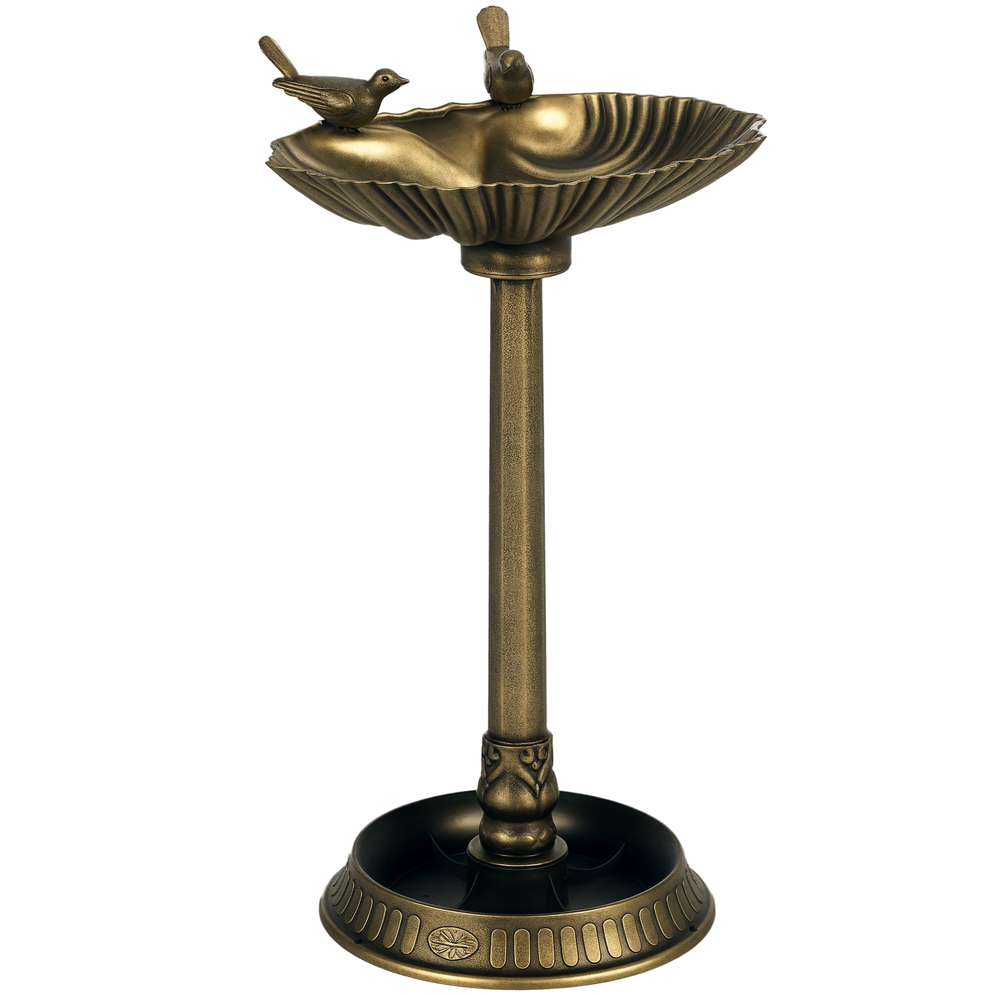 Standing Bird Bath, Plastic Bird Bath, Frost-Proof Bird Basin, Winter-Proof Watering Hole for Wild Birds, Water Bowl, Water Feature for Garden Patio Balcony 49.5 x 38 x 81 cm, Bronze