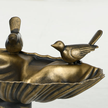 Standing Bird Bath, Plastic Bird Bath, Frost-Proof Bird Basin, Winter-Proof Watering Hole for Wild Birds, Water Bowl, Water Feature for Garden Patio Balcony 49.5 x 38 x 81 cm, Bronze