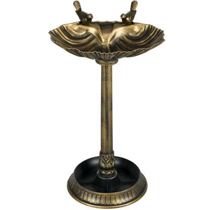 Standing Bird Bath, Plastic Bird Bath, Frost-Proof Bird Basin, Winter-Proof Watering Hole for Wild Birds, Water Bowl, Water Feature for Garden Patio Balcony 49.5 x 38 x 81 cm, Bronze