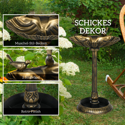 Standing Bird Bath, Plastic Bird Bath, Frost-Proof Bird Basin, Winter-Proof Watering Hole for Wild Birds, Water Bowl, Water Feature for Garden Patio Balcony 49.5 x 38 x 81 cm, Bronze