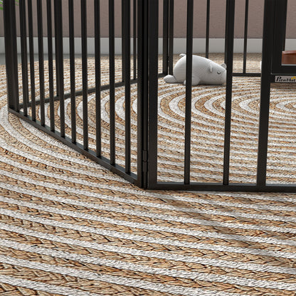 Medium and Small Dog Pen with 6 Modular Panels for Indoor and Outdoor, Steel Dog Gate with 7 Stakes, 164x83x60 cm, Black