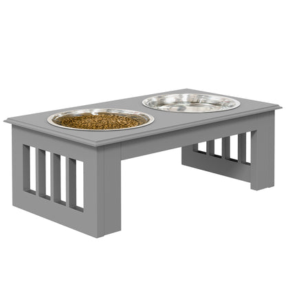 Elevated Dog Bowl Feeding Station with 2 Bowls Water Bowl 2 x 900ml Stainless Steel Bowls Food Bowl Feeding Station Dog Bowls for Small Dogs Cats Gray