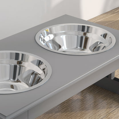 Elevated Dog Bowl Feeding Station with 2 Bowls Water Bowl 2 x 900ml Stainless Steel Bowls Food Bowl Feeding Station Dog Bowls for Small Dogs Cats Gray