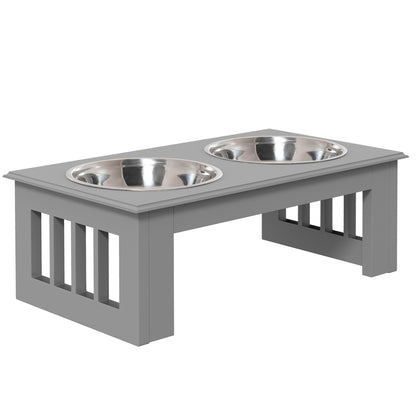 Elevated Dog Bowl Feeding Station with 2 Bowls Water Bowl 2 x 900ml Stainless Steel Bowls Food Bowl Feeding Station Dog Bowls for Small Dogs Cats Gray