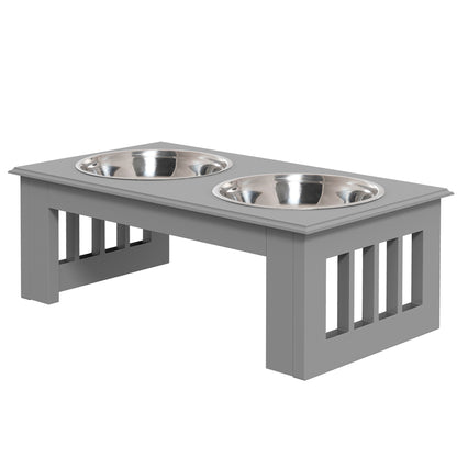Elevated Dog Bowl Feeding Station with 2 Bowls Water Bowl 2 x 900ml Stainless Steel Bowls Food Bowl Feeding Station Dog Bowls for Small Dogs Cats Gray