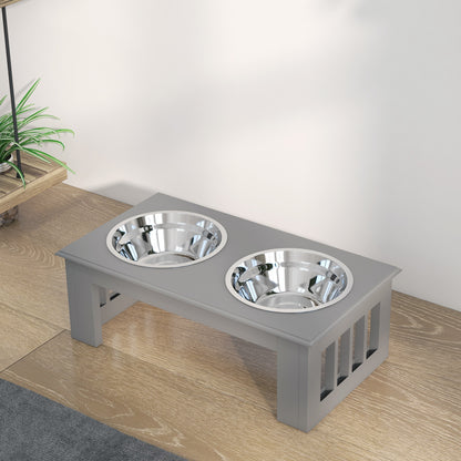 Elevated Dog Bowl Feeding Station with 2 Bowls Water Bowl 2 x 900ml Stainless Steel Bowls Food Bowl Feeding Station Dog Bowls for Small Dogs Cats Gray