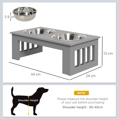 Elevated Dog Bowl Feeding Station with 2 Bowls Water Bowl 2 x 900ml Stainless Steel Bowls Food Bowl Feeding Station Dog Bowls for Small Dogs Cats Gray
