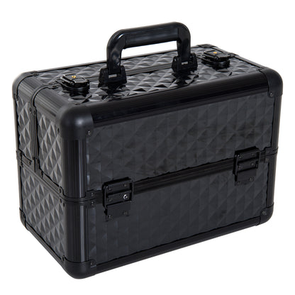 Makeup Case Cosmetic Organizer Professional Beauty Box Portable 4 Levels 35.5x20x25.5cm Aluminum