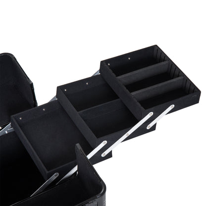 Makeup Case Cosmetic Organizer Professional Beauty Box Portable 4 Levels 35.5x20x25.5cm Aluminum