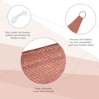 Large Triangular Sun Shade Sail 4 x 4 x 4 m High-density Polyethylene UV Resistant Rusty Red Color